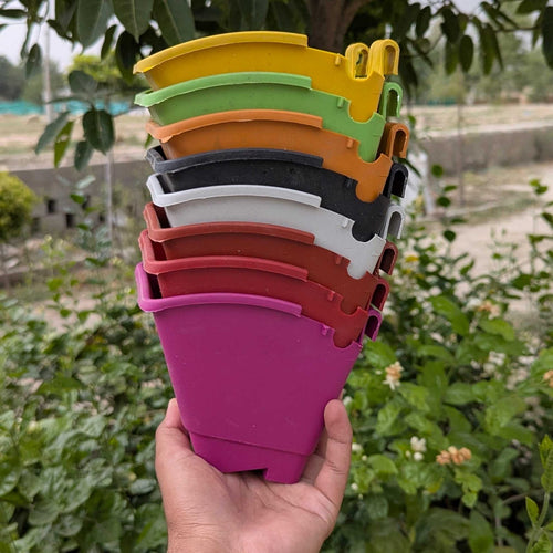 Square Grill Design Pots 6 Inch | Heavy Plastic | Multiple Colors | Indoor & Outdoor Planter
