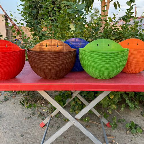 Nest Design Wall Hanging Pots  | Heavy Plastic | Multiple Colors | Indoor & Outdoor Wall Planter
